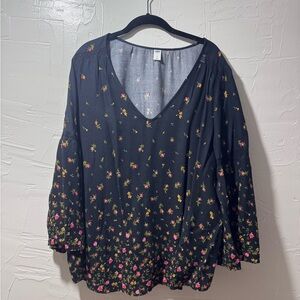 Old Navy Blue Ruffled 3/4 Sleeve Blouse